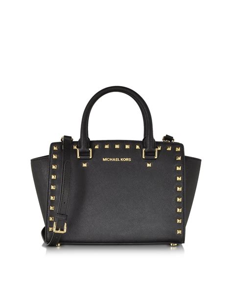 michael kors selma large saffiano leather satchel black|Michael Kors ruby medium satchel.